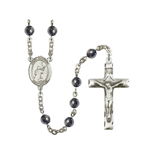 Bonyak Jewelry Our Lady of Lourdes Silver Plate Rosary Bracelet 6mm Fire Polished Beads Every Birth Month Color